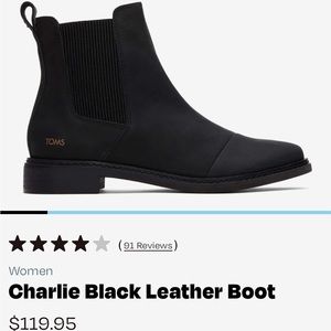 TOMS “Charlie” Chelsy boot in black leather!